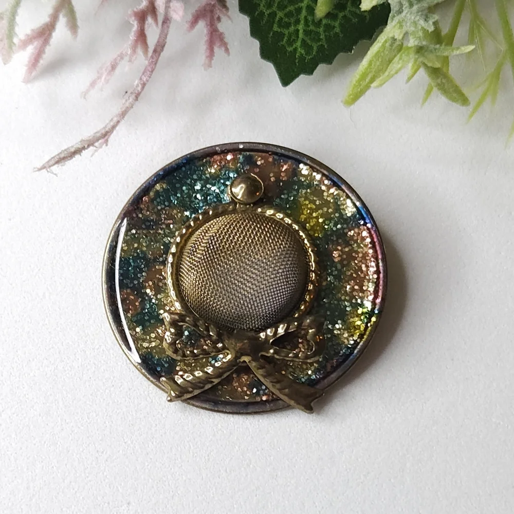 Vintage Mesh Hat Glitter Brooch
